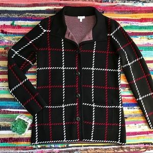Talbots ~ Plaid sweater jacket